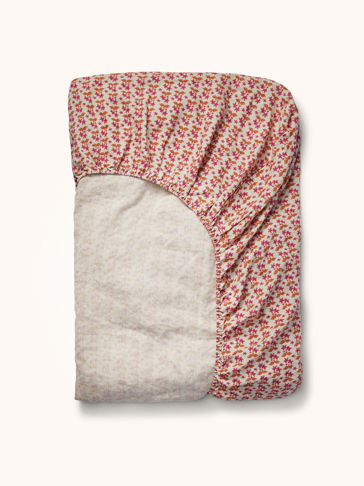 Petit Madeline Pink Linen Fitted Sheet