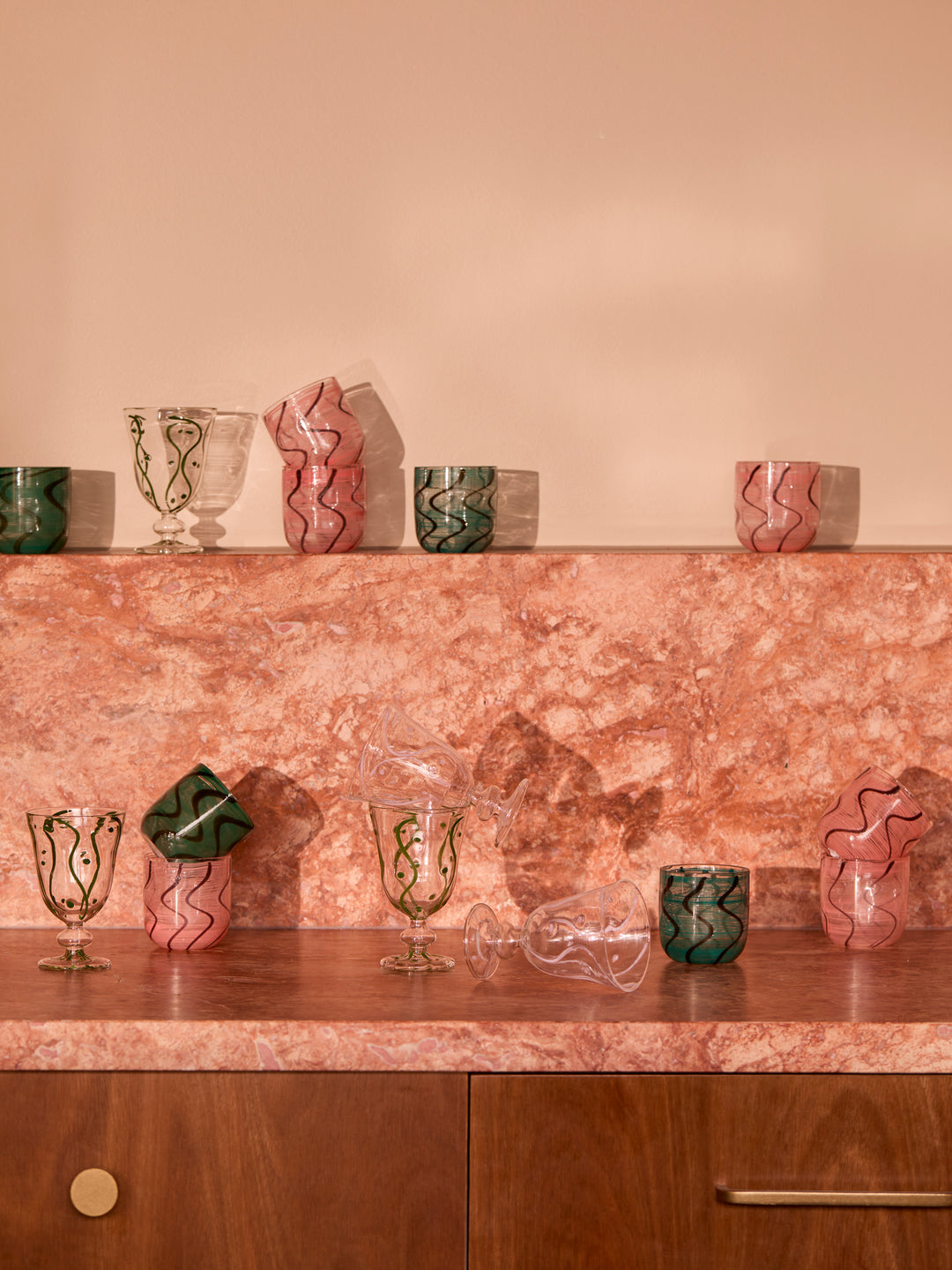 Waves Pink Goblets