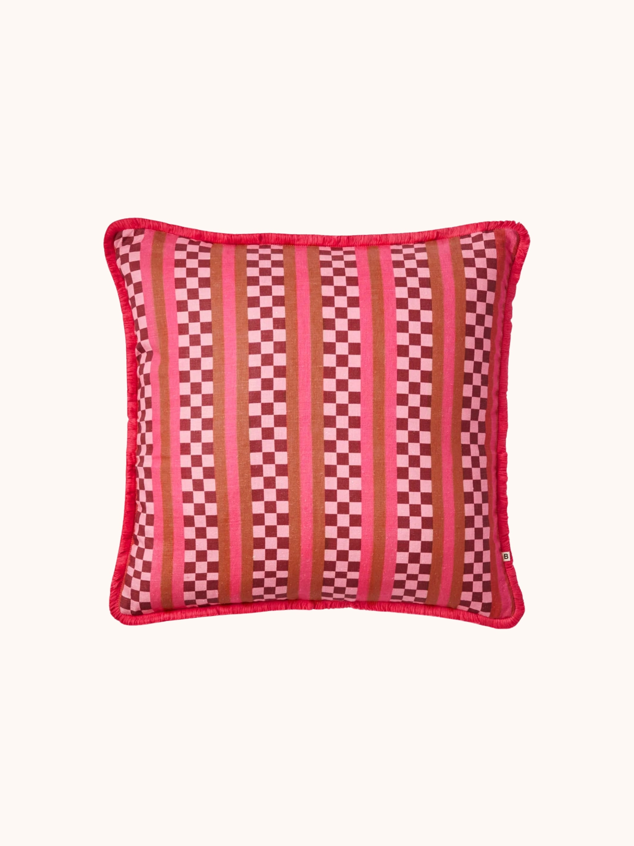 Marco Tile Pink Linen Cushion - Almost Perfect