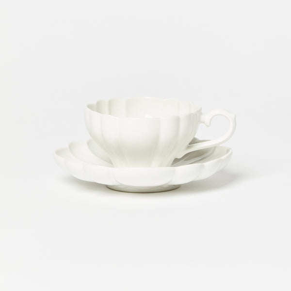 Marumitsu Blossom Teacup & Saucer White