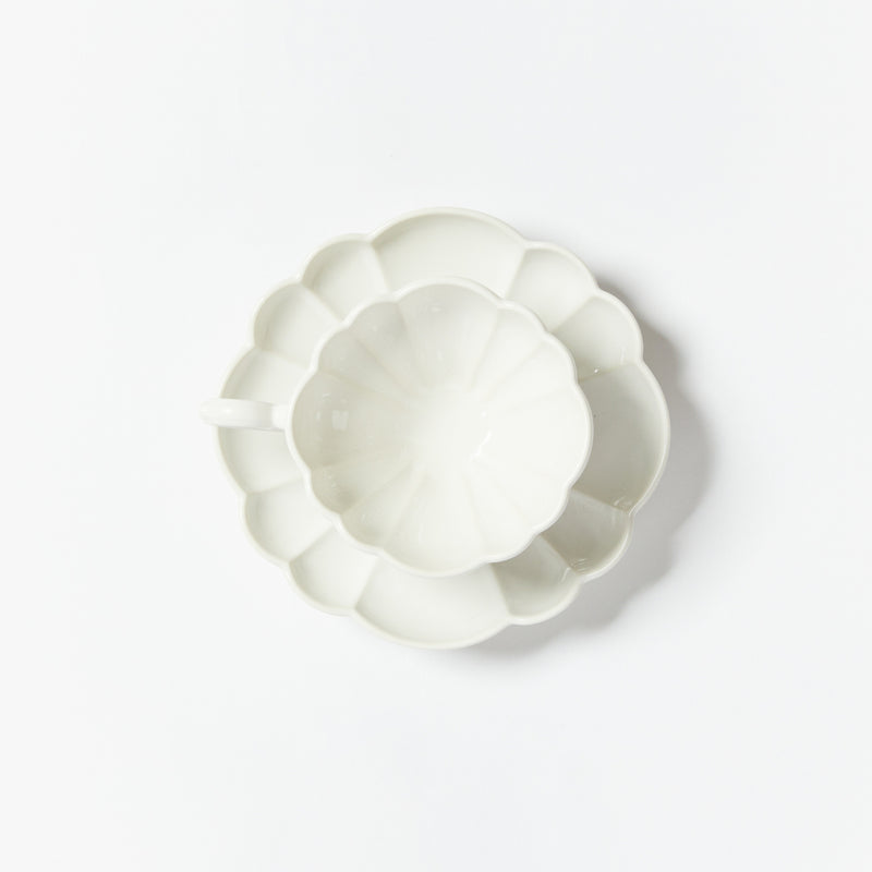 Marumitsu Blossom Teacup & Saucer White