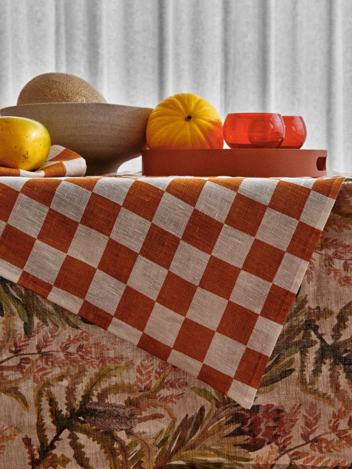 Small Checkers Tan Napkins - Almost Perfect