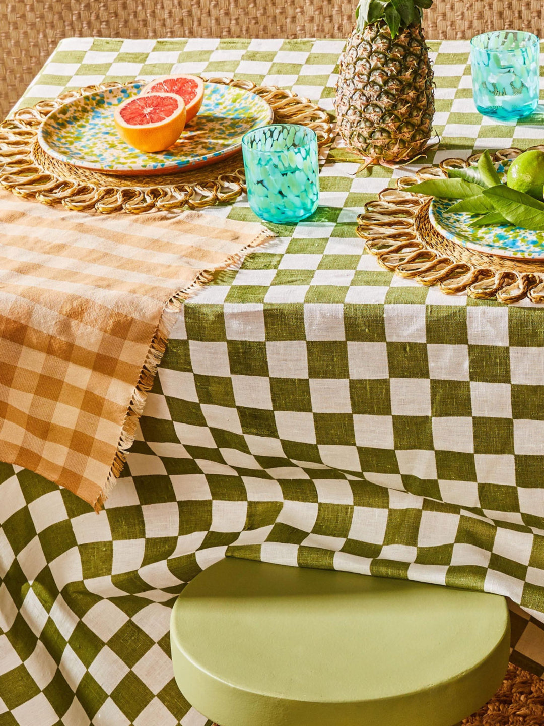 Gingham Wheat Napkins - Almost Perfect
