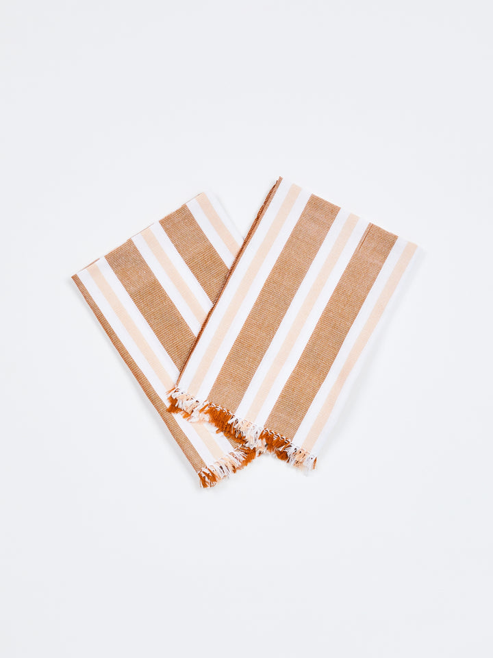 Woven Stripe Tan Peach Napkins Almost Perfect