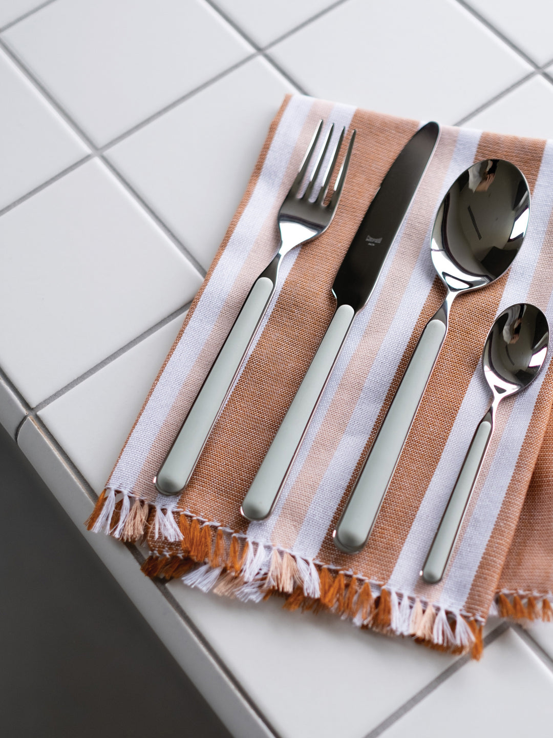 Woven Stripe Tan Peach Napkins Almost Perfect