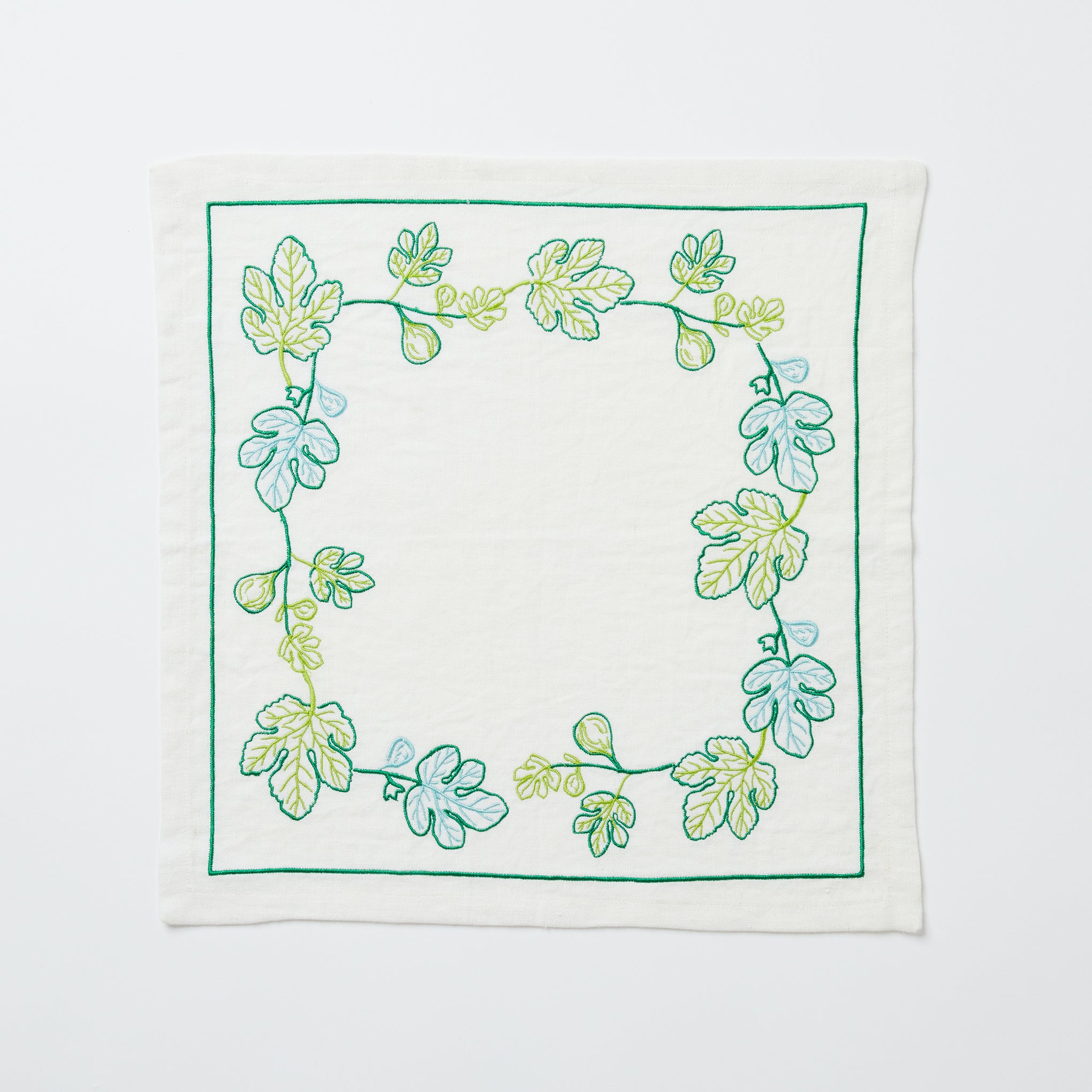Fig Green Embroidered Napkins (set of 4)