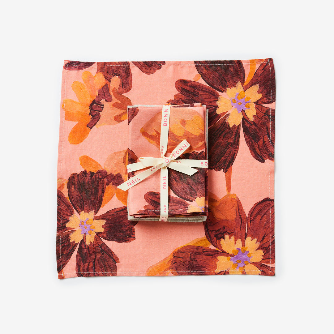Pink Floral Fabric Napkins | Linen Napkins Australia | Bonnie and Neil