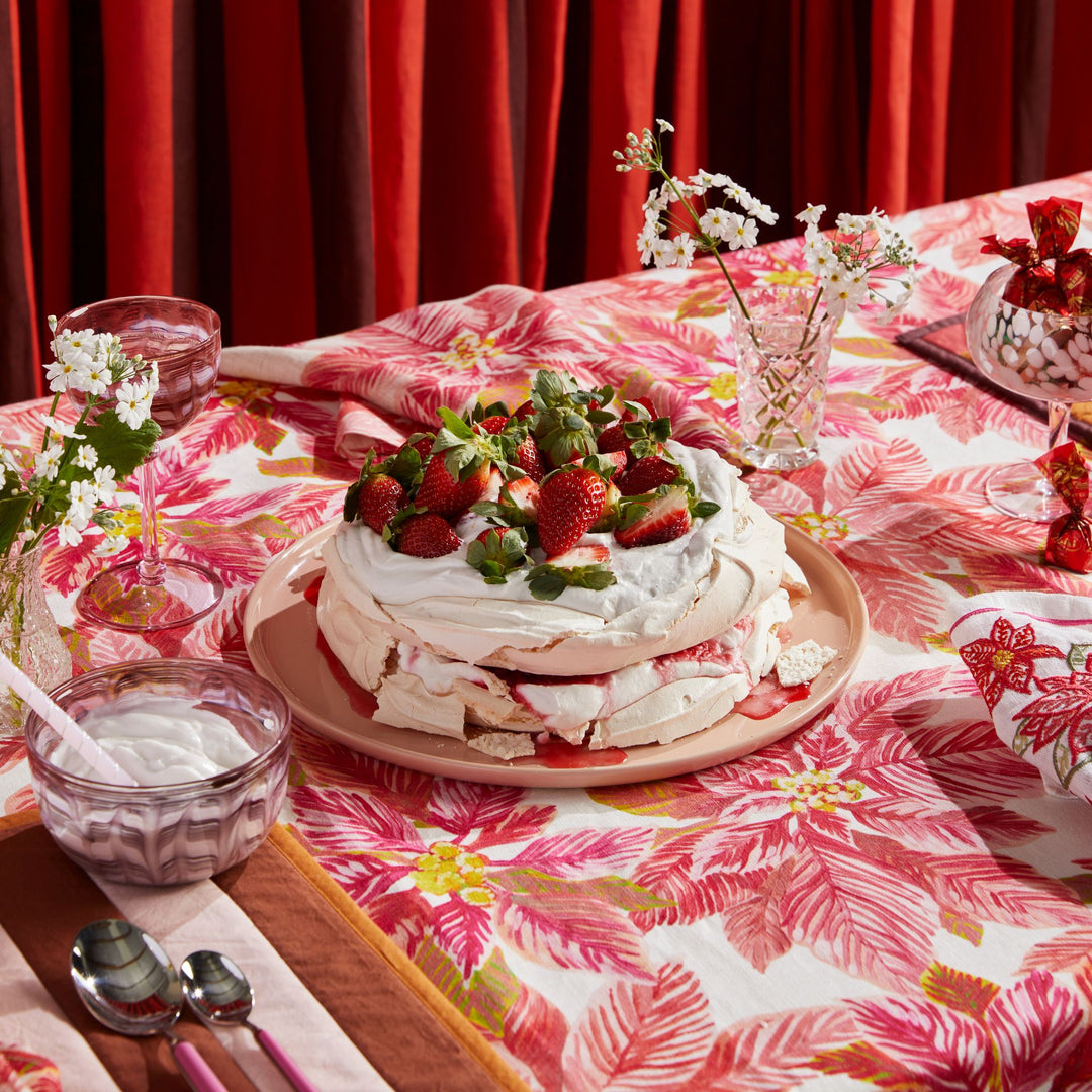 Poinsettia Red Embroidered Napkins