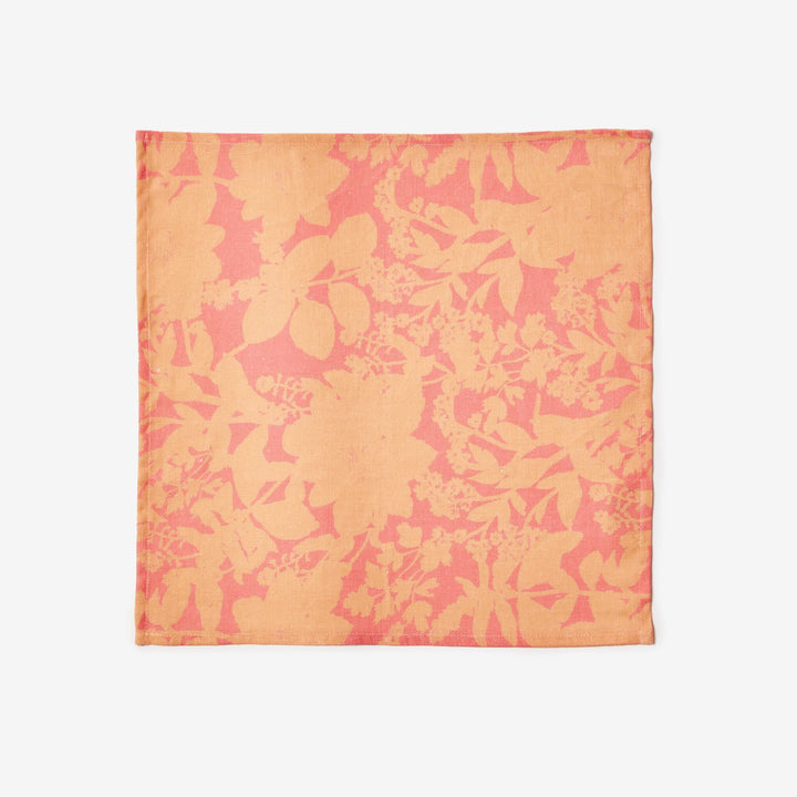 Herbs Reverse Pink Peach Linen Napkin | Pink & Peach Floral Napkin