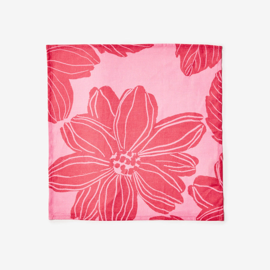 Luna S/4 Cotton Napkins- Pink/Emerald main image 0