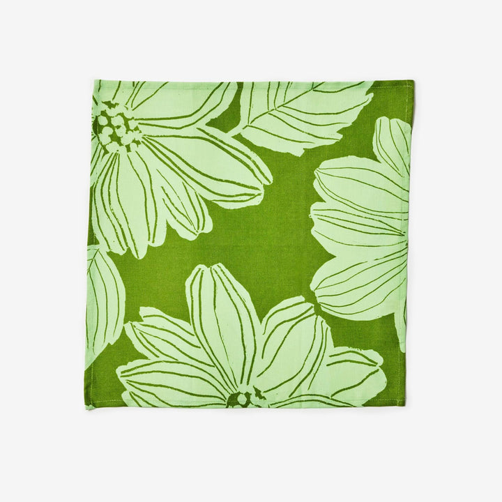 Margot Green Napkin | Green Floral Linen Napkin