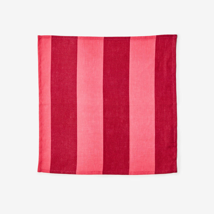 Big Stripe Cerise Linen Napkin | Cerise & Pink Striped Napkin