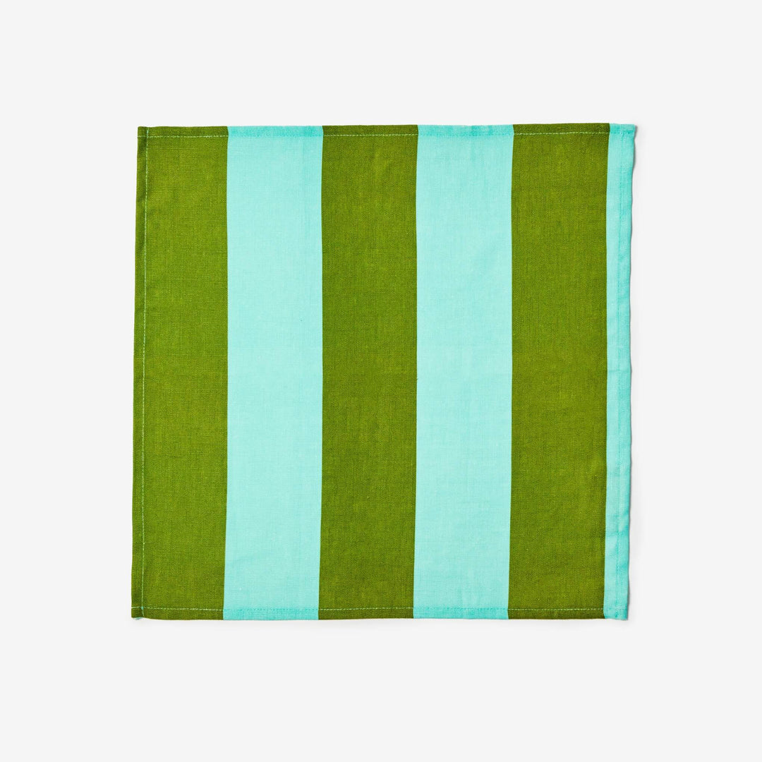 Big Stripe Mint Linen Napkin | Mint Green & Green Striped Napkin