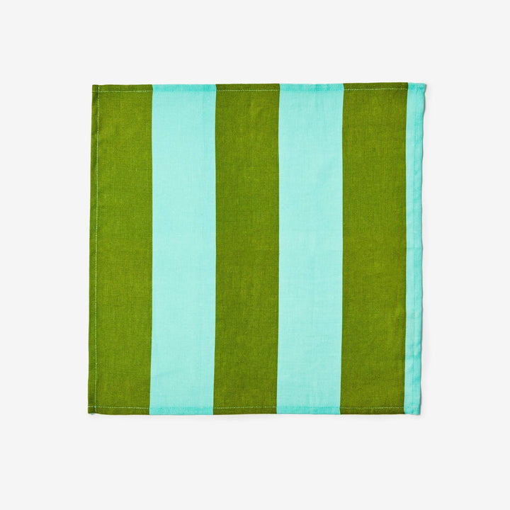 Big Stripe Mint Linen Napkin | Mint Green & Green Striped Napkin