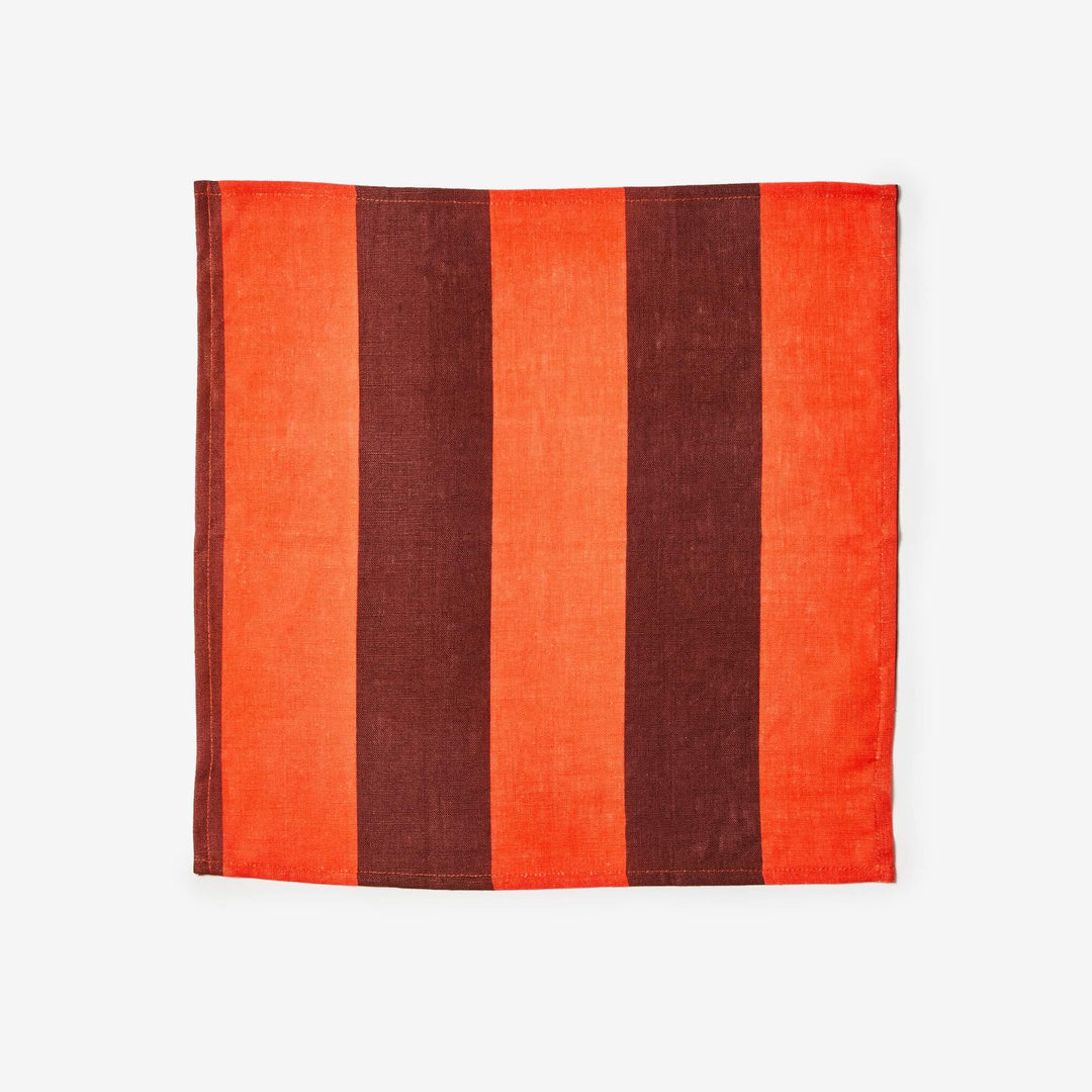 Big Stripe Burgundy Linen Napkin | Burgundy & Red Striped Napkin