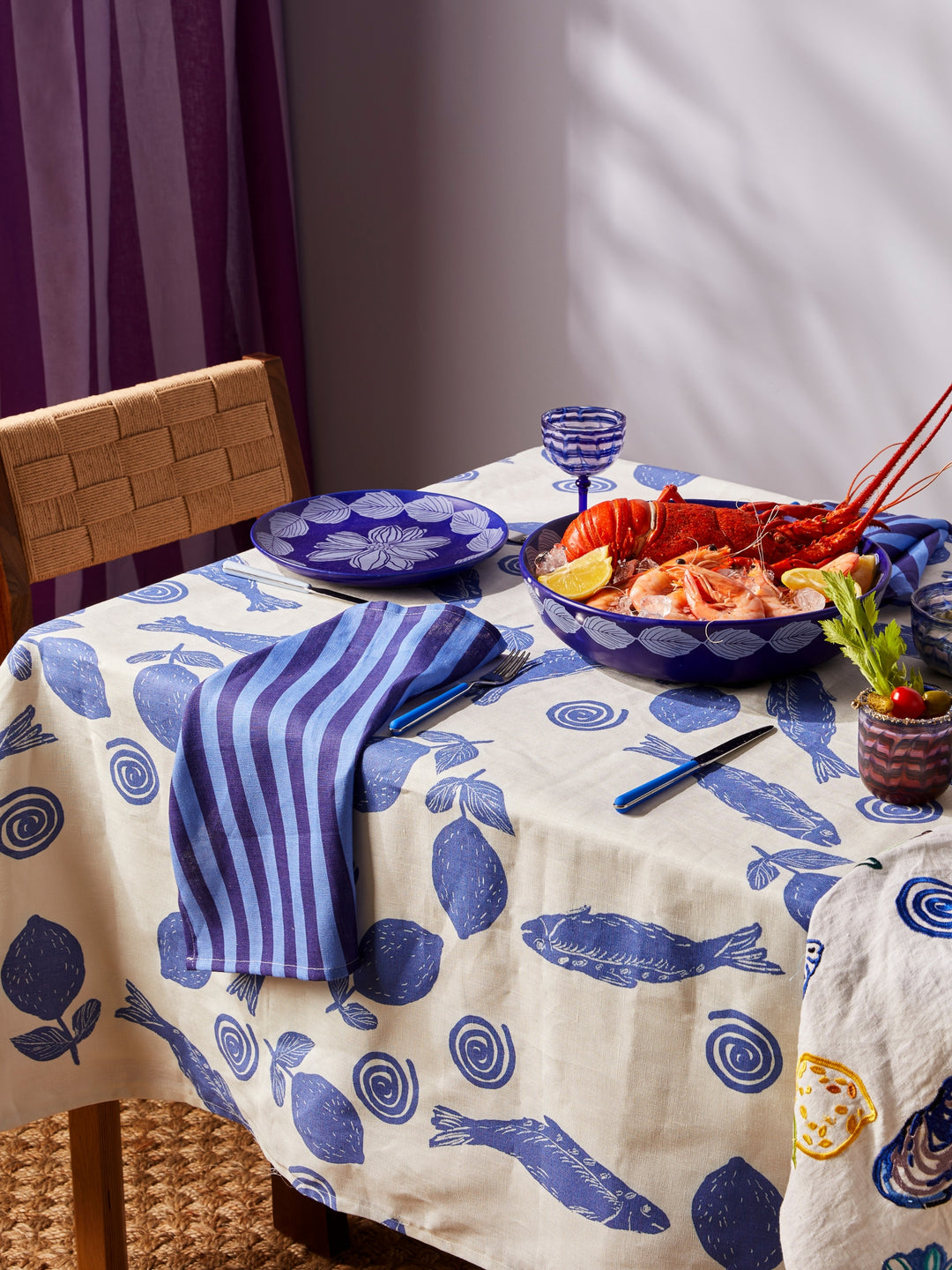 Thin Stripe Blue Napkins