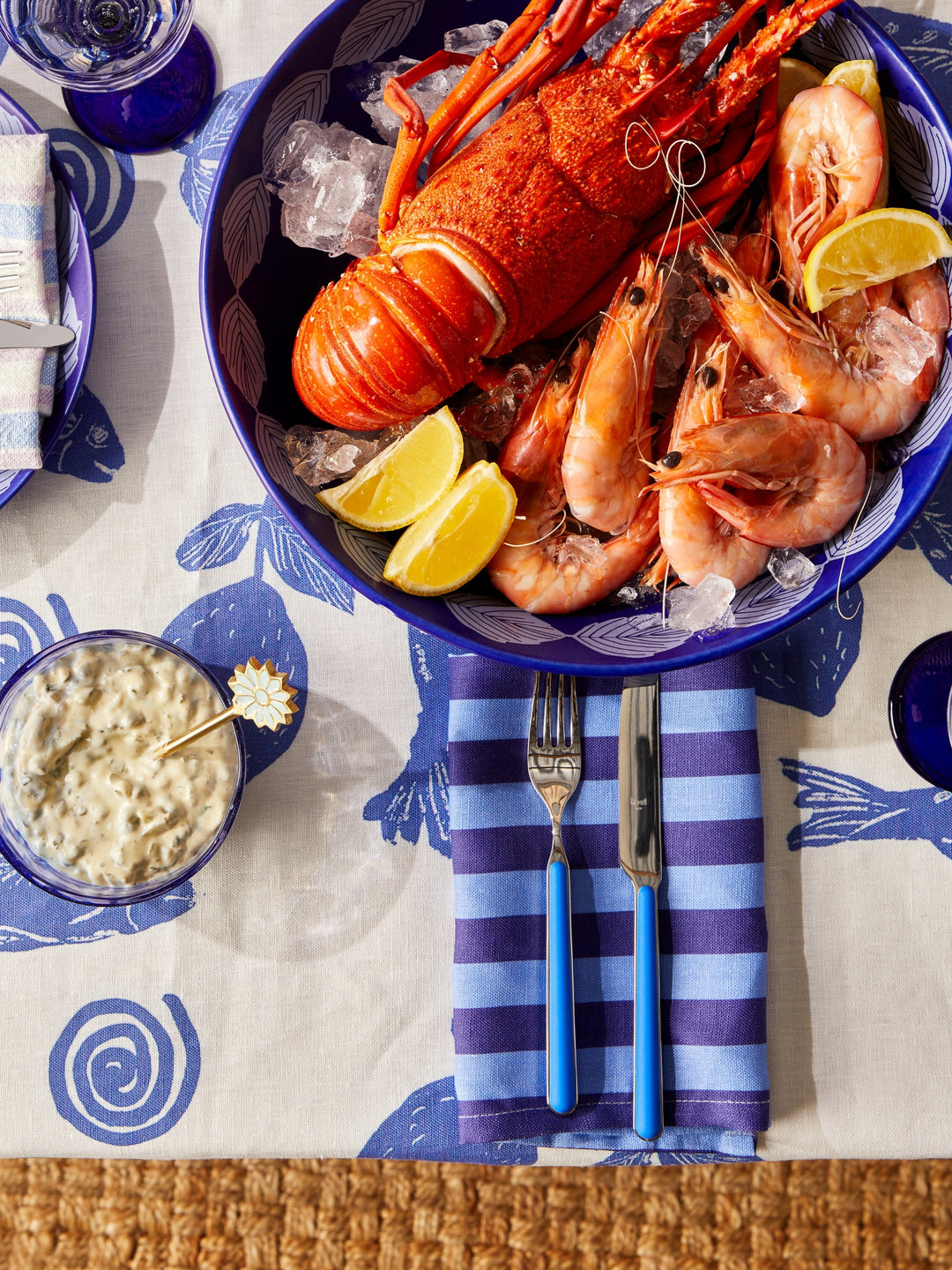 Thin Stripe Blue Napkins