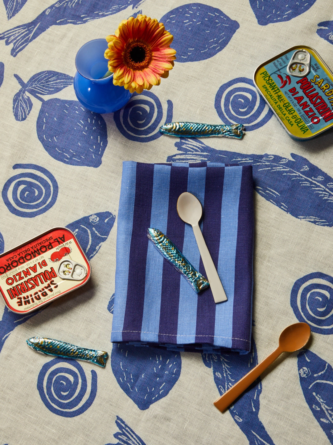 Thin Stripe Blue Napkins