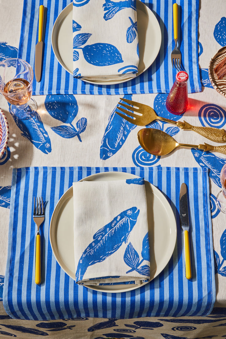 Sardines Blue Linen Napkins