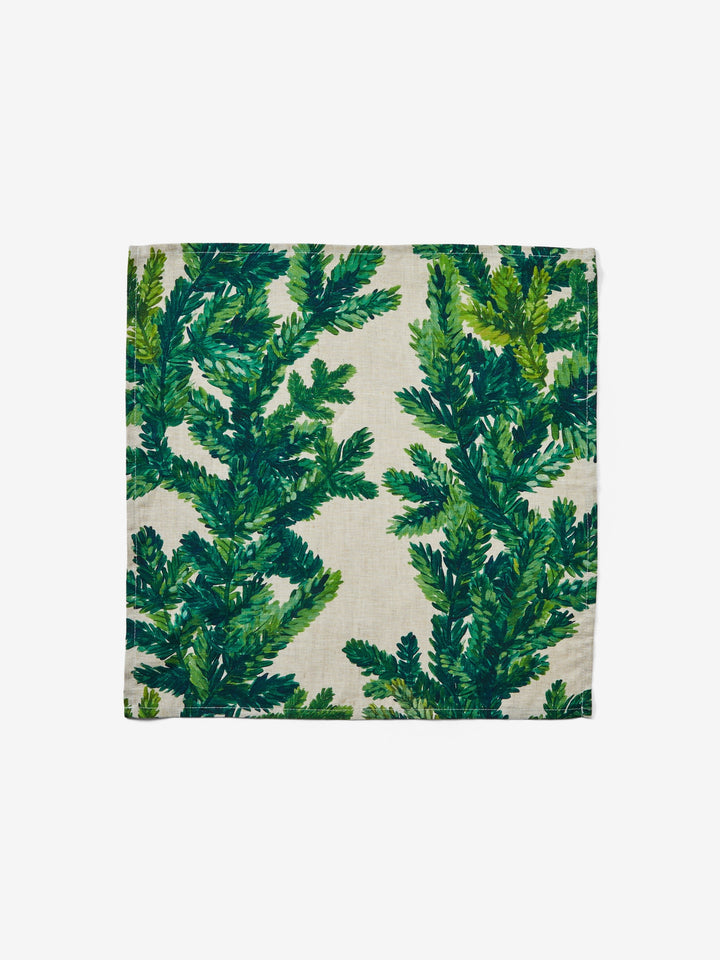 Festive Foliage Green Linen Napkins
