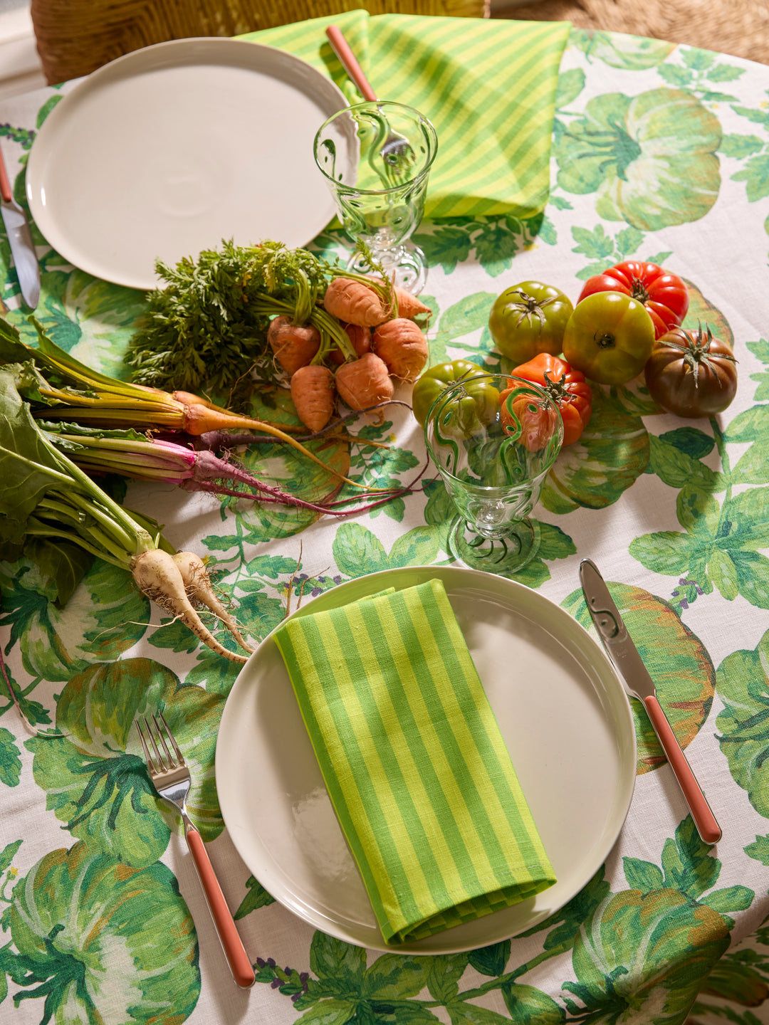 Pinstripe Lime Linen Napkins