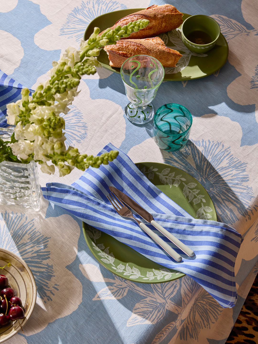 Pinstripe Blue Linen Napkins
