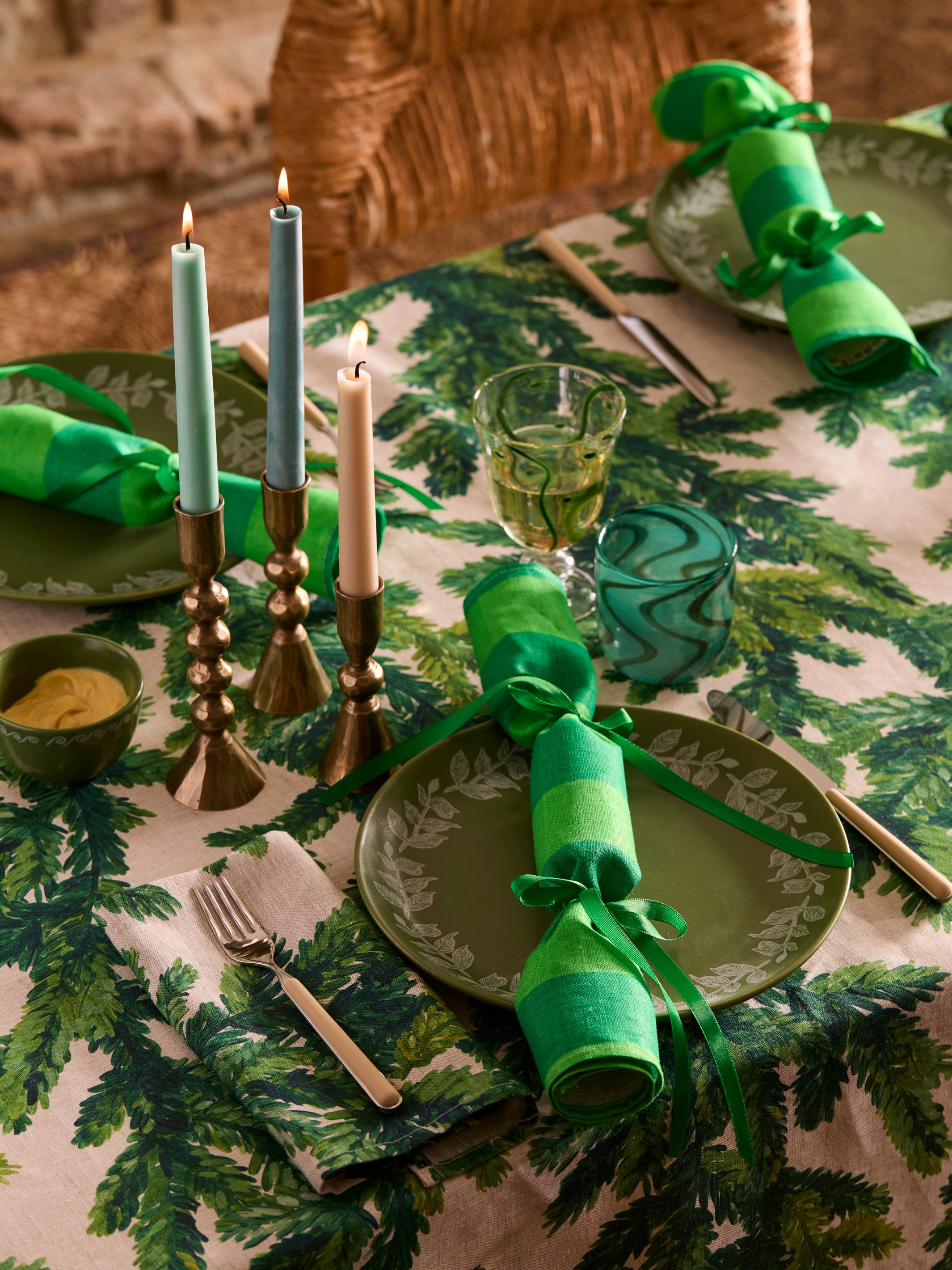Bold Stripe Green Linen Napkins - Almost Perfect