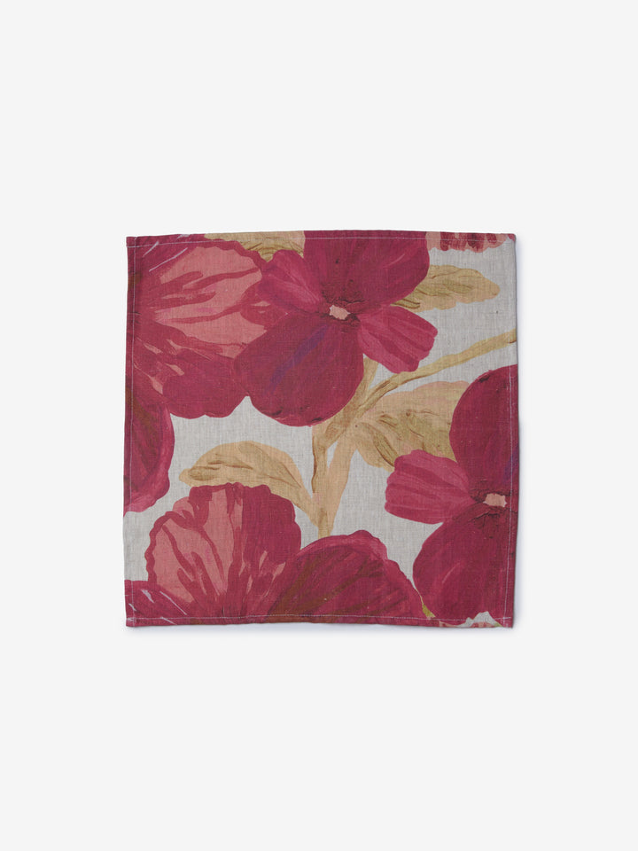 Wild Pansy Pink Linen Napkins