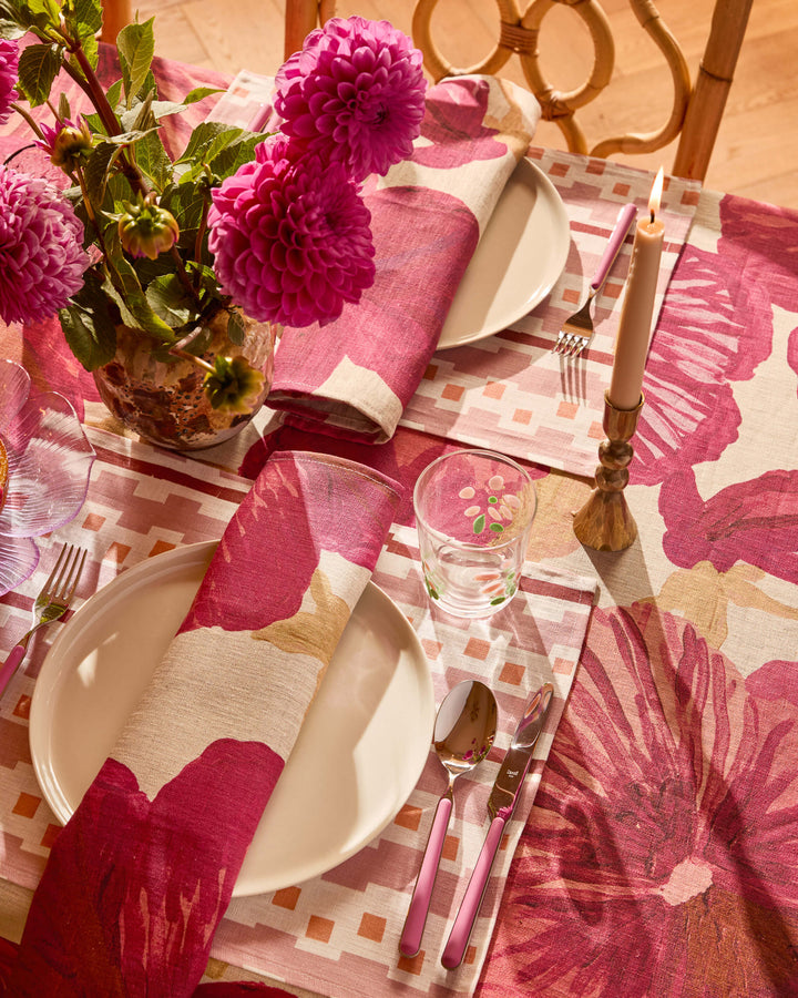 Wild Pansy Pink Linen Napkins