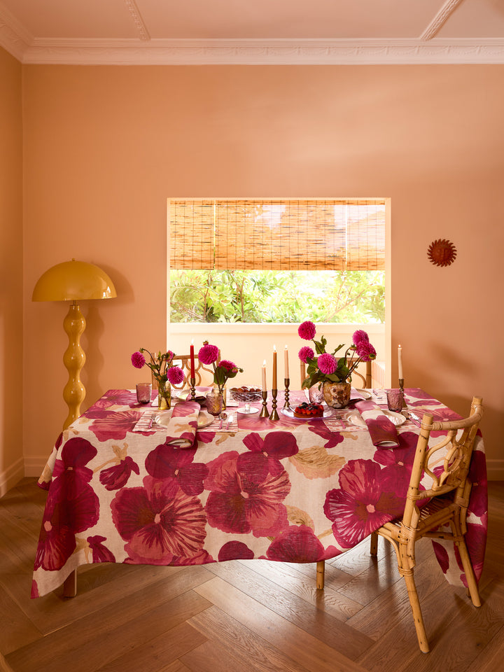 Wild Pansy Pink Linen Napkins
