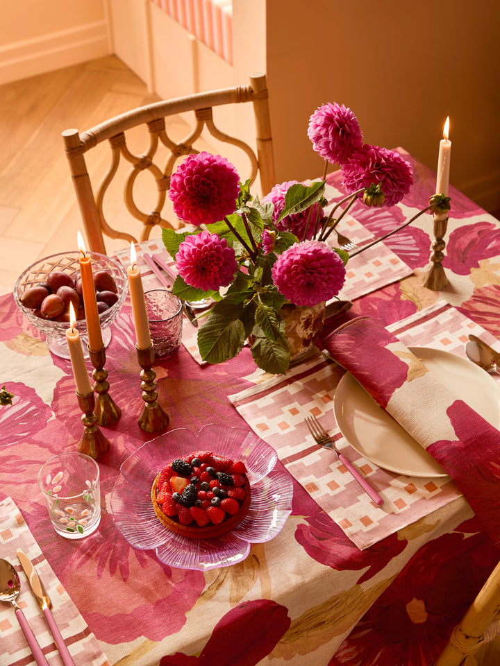 Wild Pansy Pink Linen Napkins