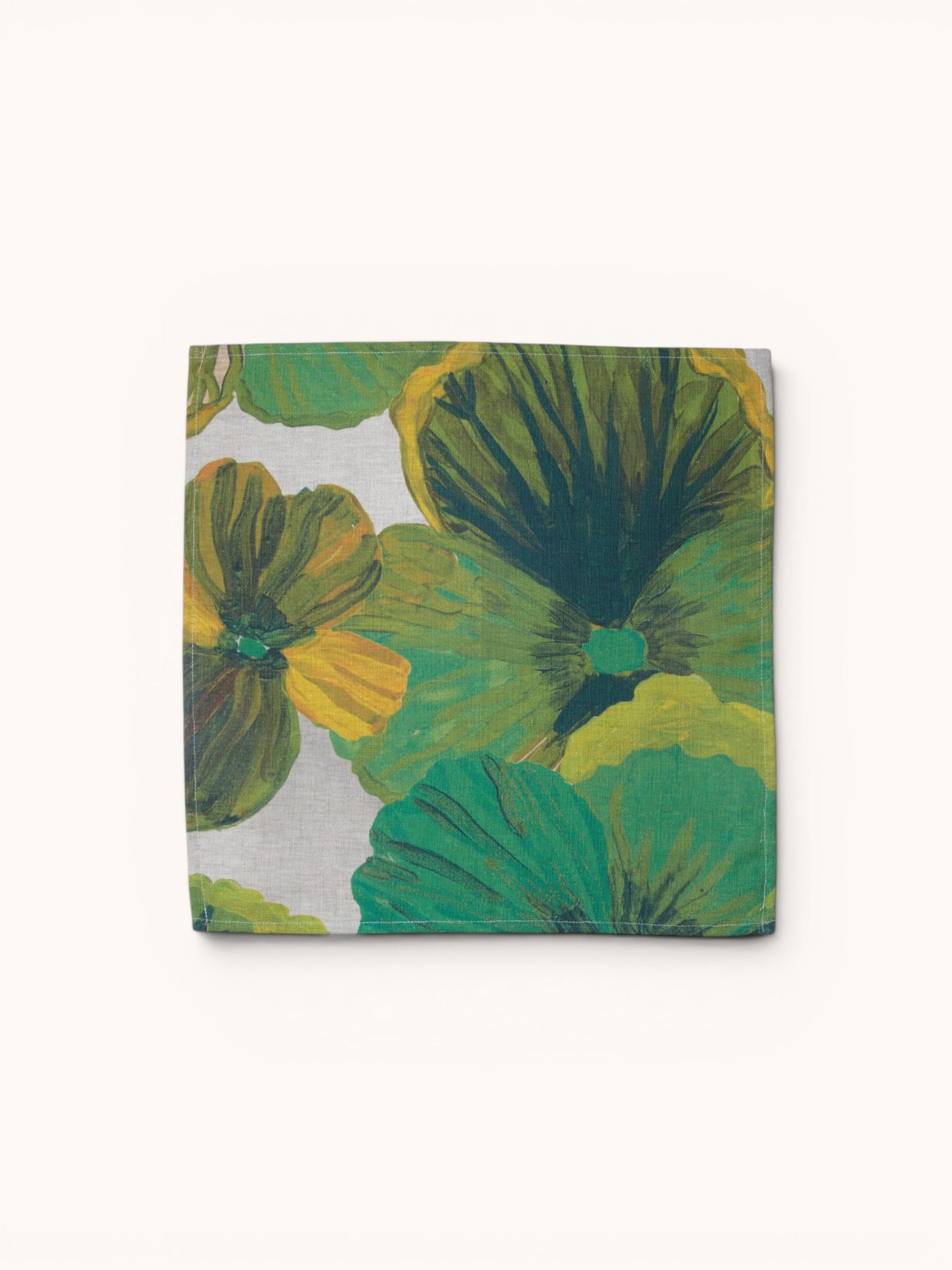 Wild Pansy Verde Linen Napkins