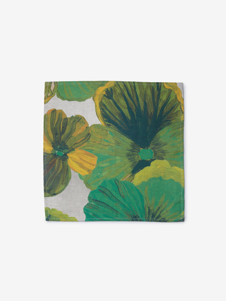 Wild Pansy Verde Linen Napkins