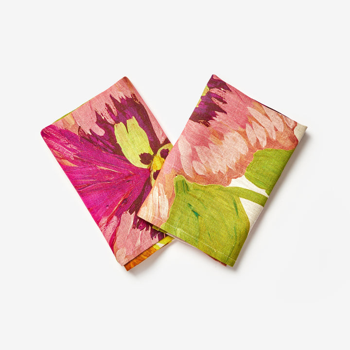 Pansies Pink Flower Cloth Napkins | Linen Napkins | Bonnie and Neil