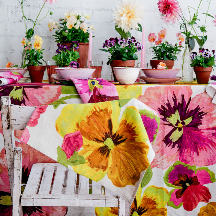 Pansies Pink Floral | Floral Fabric Napkins | Bonnie and Neil | Australia