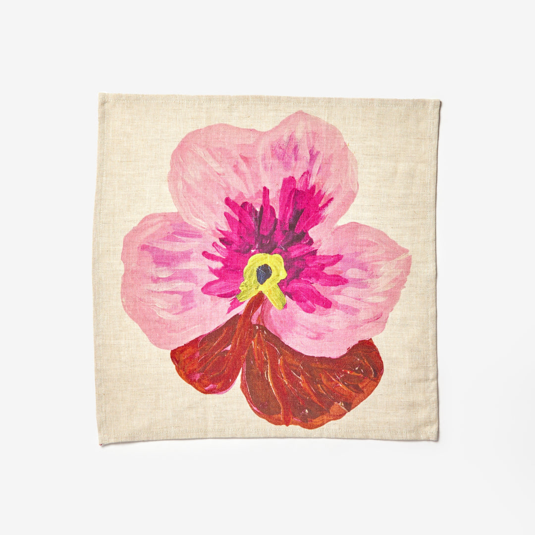 Pink Pansy Flower Cloth Napkins | Linen Napkins | Bonnie and Neil
