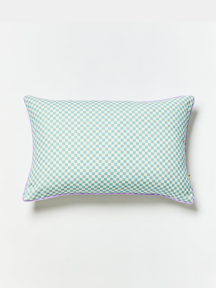 Tiny Checkers Powder Blue Outdoor Cushion
