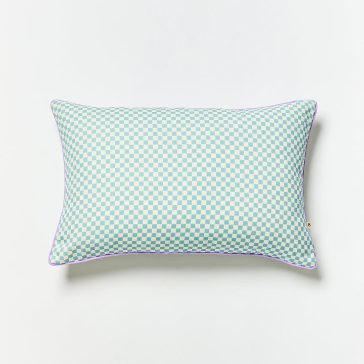 Tiny Checkers Powder Blue Outdoor Cushion