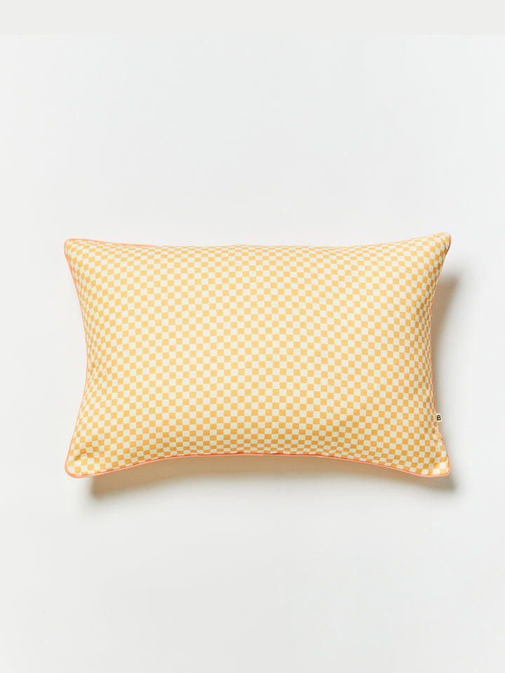 Tiny Checkers Peach Outdoor Cushion