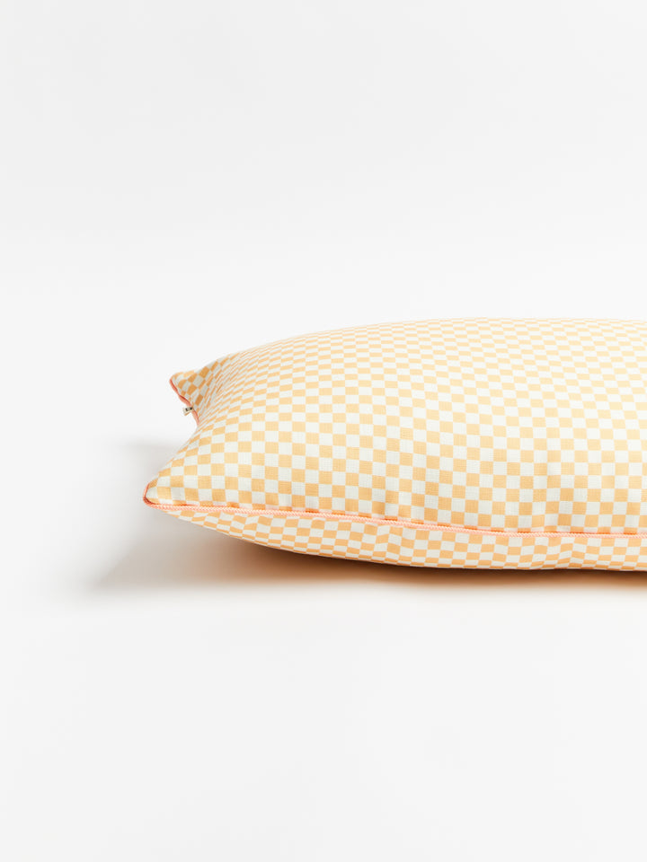 Tiny Checkers Peach Outdoor Cushion