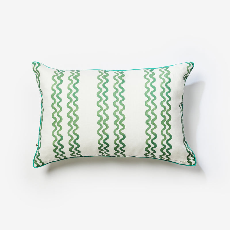Double Waves Green 60x40cm Outdoor Cushion