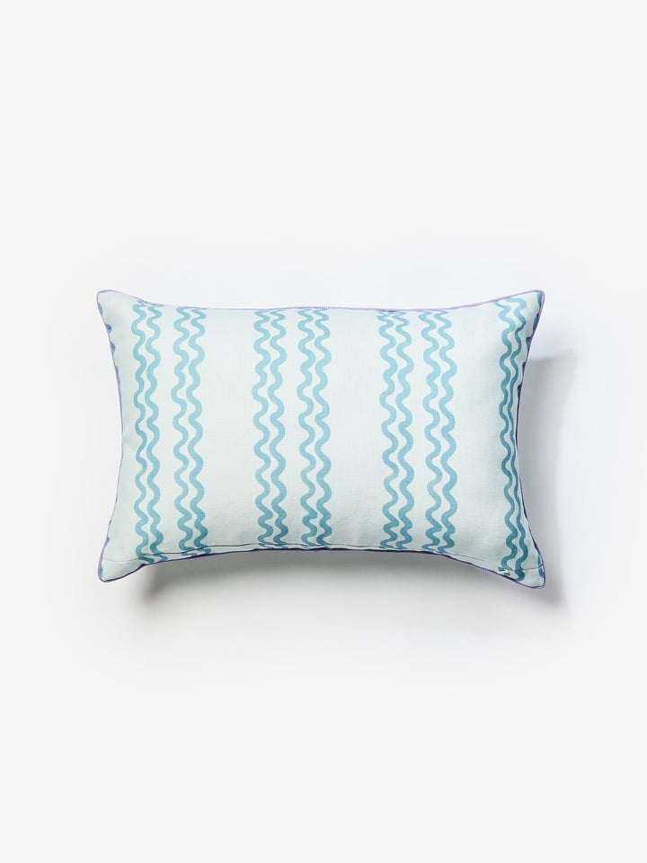 Double Waves Blue Outdoor Cushion
