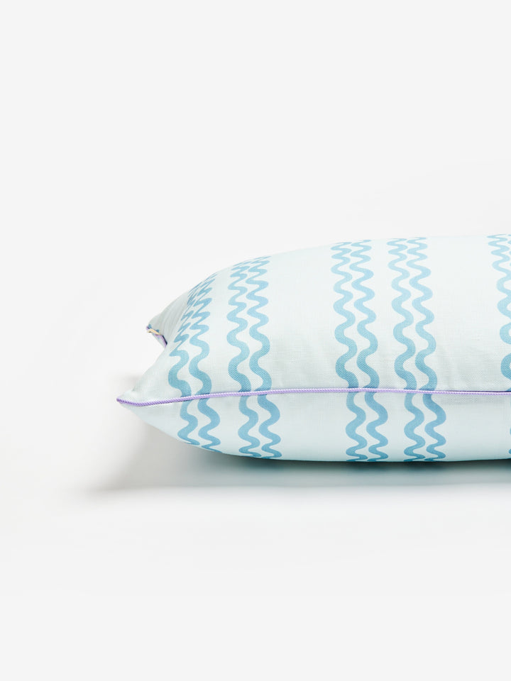 Double Waves Blue Outdoor Cushion