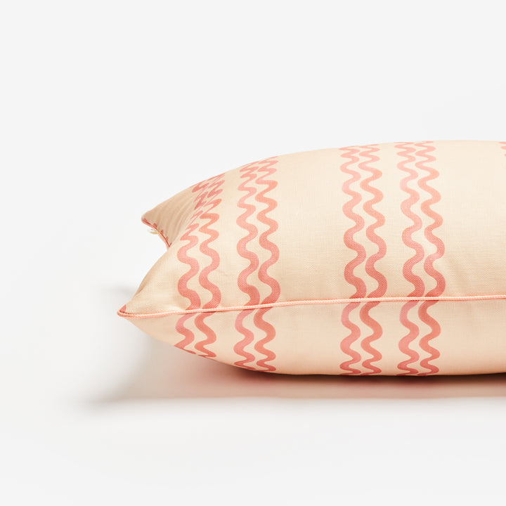 Double Waves Pink Outdoor Cushion