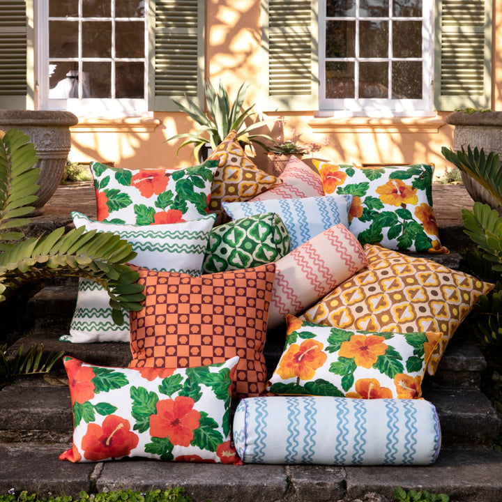 Shell Check Coral Outdoor Cushion