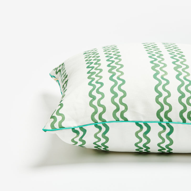 Double Waves Green 60cm Outdoor Cushion