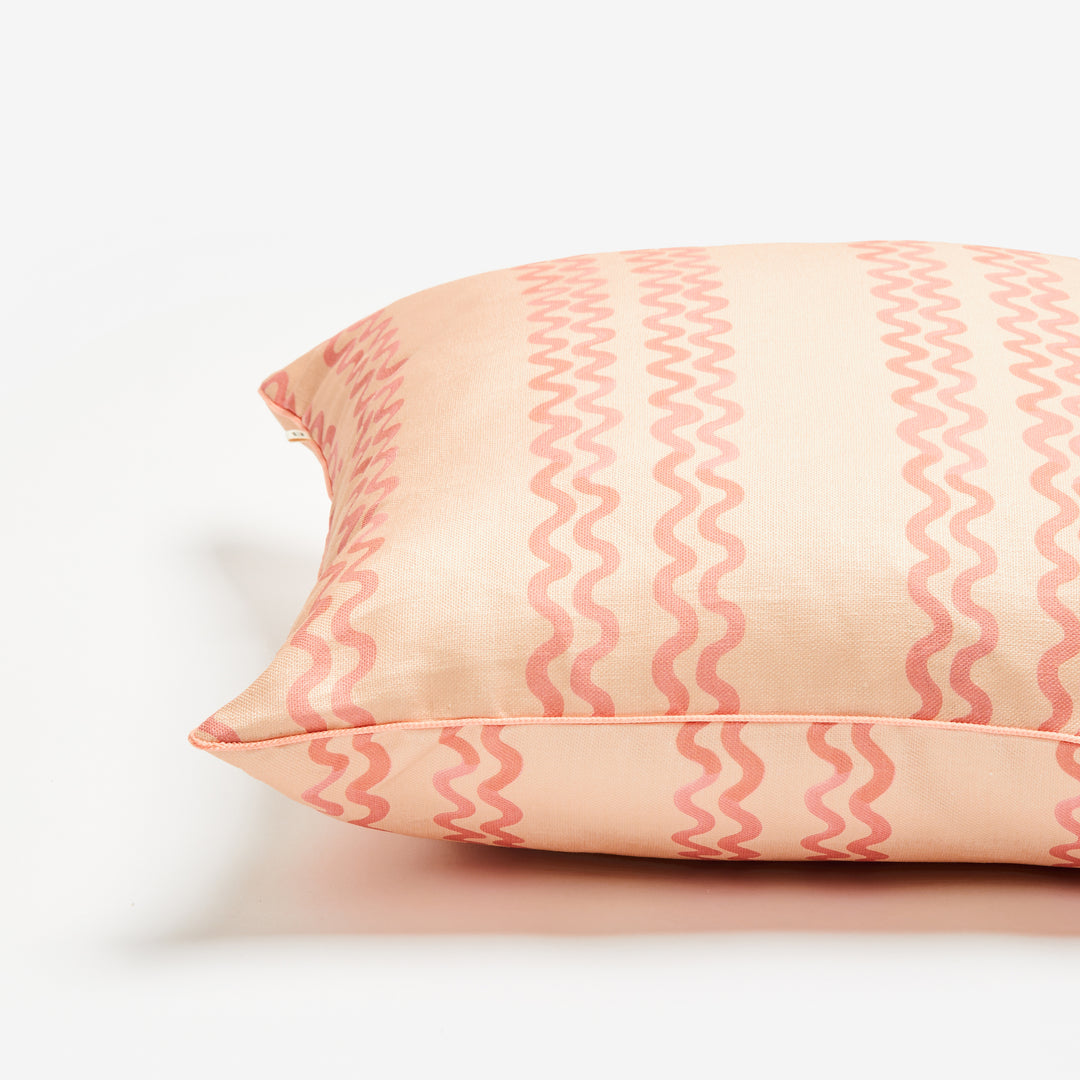Double Waves Pink Outdoor Cushion