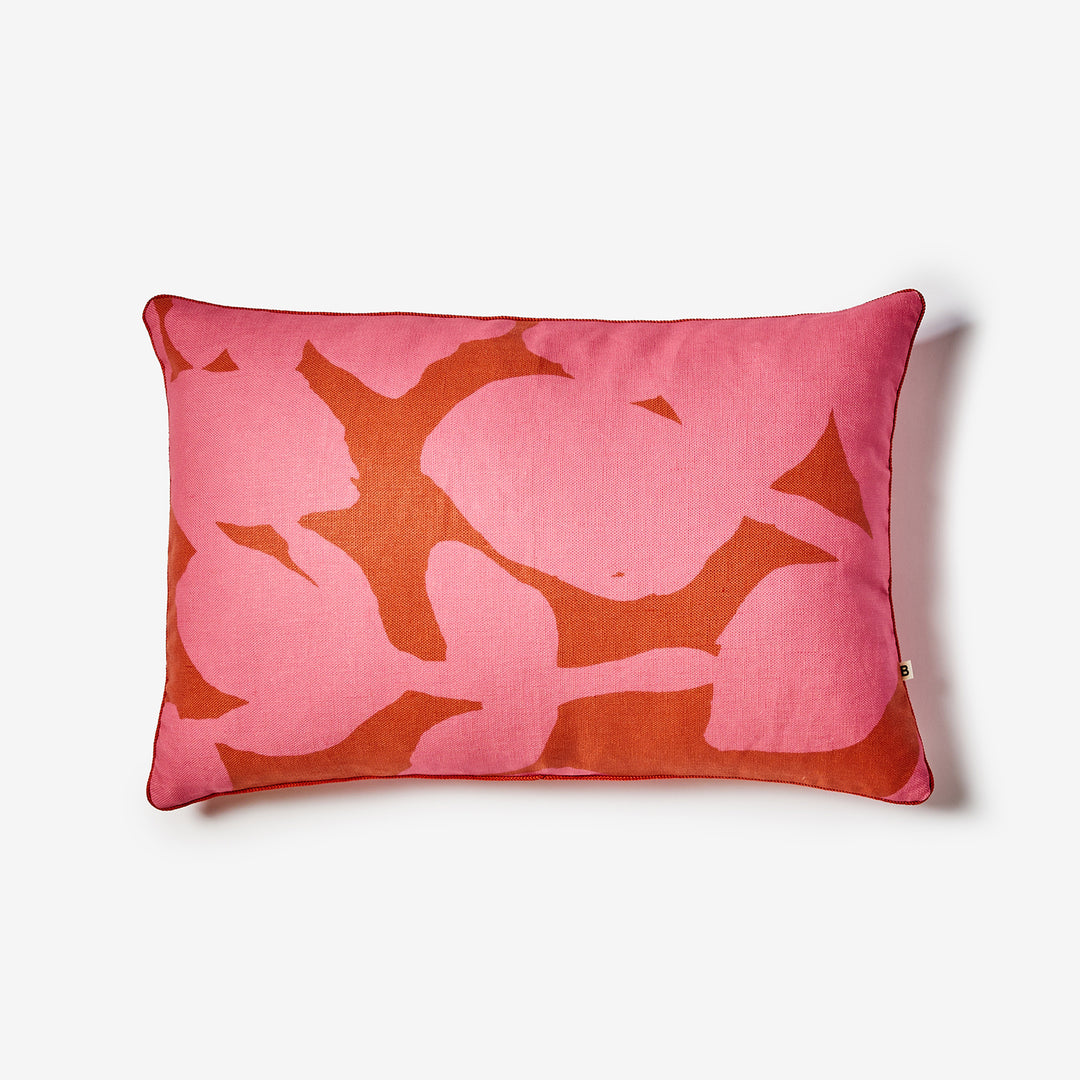 Carmine Pink 60x40cm Outdoor Cushion Front | Pink Floral Outdoor Cushion