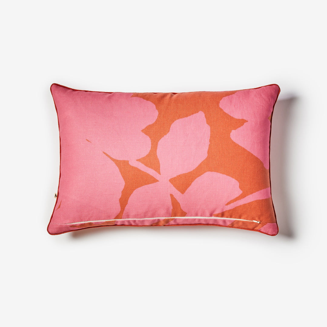 Carmine Pink 60x40cm Outdoor Cushion Back | Pink Floral Outdoor Cushion