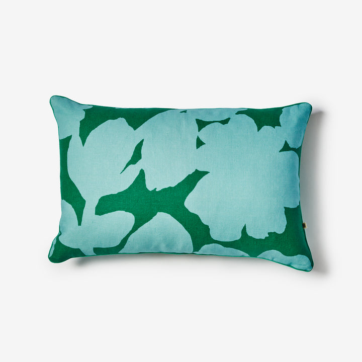 Carmine Blue Green 60x40cm Outdoor Cushion Back | Blue & Green Floral Outdoor Cushion